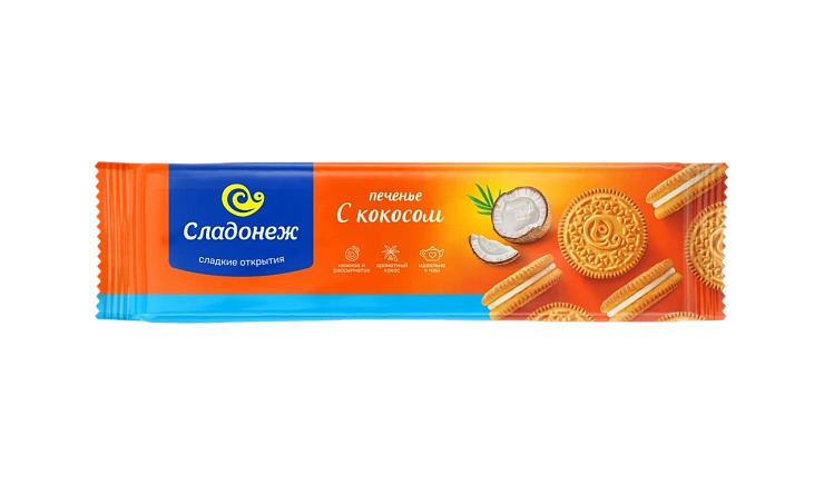 Печенье-сэндвич ТМ "Сладонеж" Сэндвик с кокосом