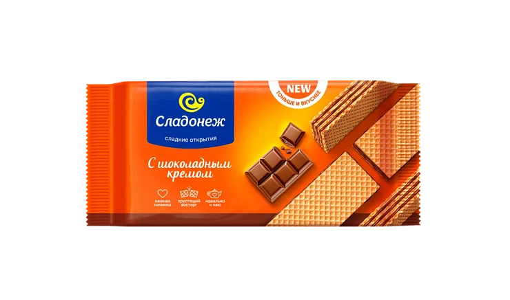 Вафли ТМ "Сладонеж" ТОНЬШЕ И ВКУСНЕЕ С шоколадным кремом