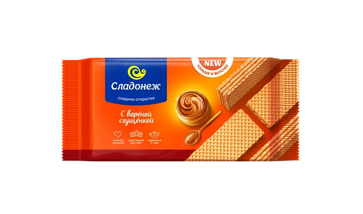 Вафли ТМ "Сладонеж" ТОНЬШЕ И ВКУСНЕЕ С вареной сгущенкой